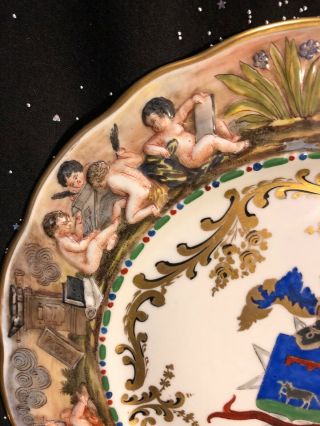 ANTIQUE VINTAGE CAPODIMONTE NUDE CHERUBS HAND PAINTED PLATE ITALY 2
