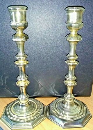 Retro Vintage 18th Century Style Silver Plated Candlesticks 8 In 