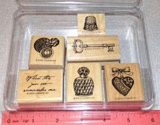 Key Buttons Thimble Heart Rubber Stamp Set By Stampin Up Antique Collectibles