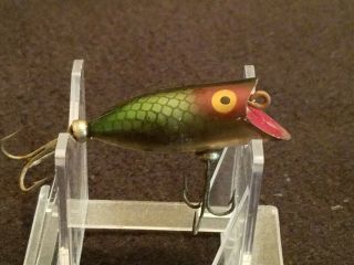 Heddon Tiny Lucky 13 Fishing Lure Yellow Eyes Green Scale Red Head