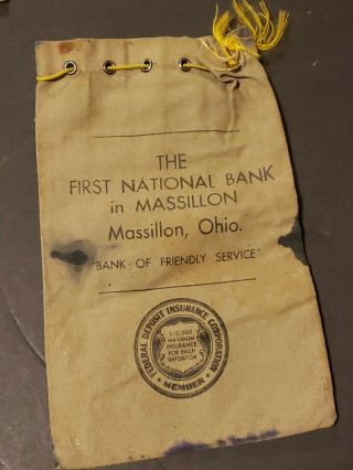 Vintage First National Bank In Massillon (ohio) Small Bank Bag