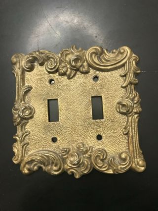 Vintage 1967 American Tack & Hardware Double Switch Plate Cover Ornate 60tt