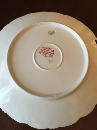 Antique Vienna Austria Porcelain Handpainted Handled Cake Plate Pink/Green Flora 5