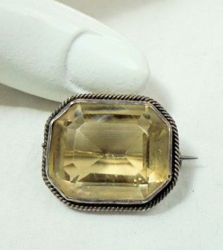 Fine Quality Antique Victorian Sterling Silver & Citrine Brooch
