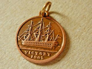 Antique Centenary Lord Nelson 1805 - 1905 H.  M.  S.  Victory Copper Trafalgar Medal