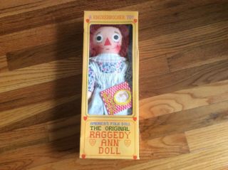1971 Knickerbocker Raggedy Ann 15” Doll W/tag.
