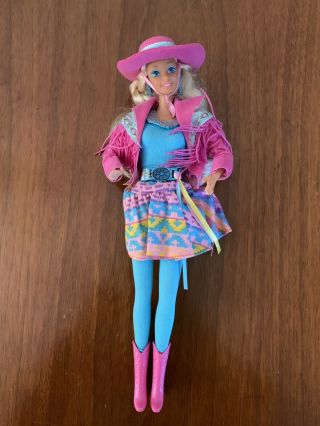 Vintage 1989 Western Fun Barbie Doll Outfit Coat Hat Boots Skirt Accessories
