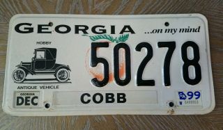 Georgia License Plate For Antique Car 50278 Cobb County