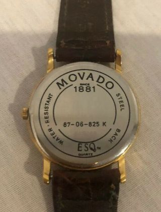 Vintage Ladies Movado Swiss Made Quartz Calendar Watch Ref.  87 - 06 - 825 K 4