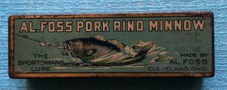 Vintage Al.  Foss Pork Rind Minnow Shimmy Wiggler No.  5 Empty Tin