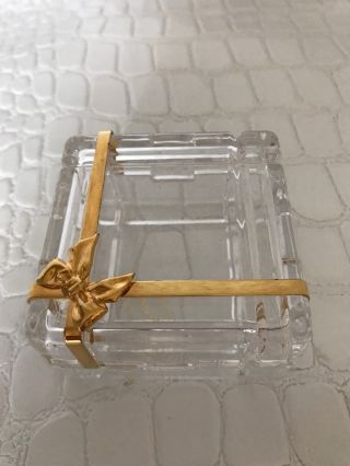 Antique Trinket Box Courtenay Italy Crystal Glass Gold Bow Gift Box