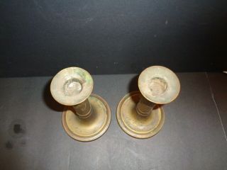 Antique Old Pair Copper Mission Arts & Crafts Style Candle Holders Marked N23 3