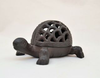 Vintage Cast Iron Outdor Lantern Candle Holder Turtle Figurine Sculpture
