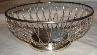 Vintage P M Italy Silver Plate Wire Fruit Basket Bowl