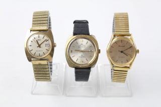 3 X Vintage Gents Gold Tone Wristwatches Hand - Wind Inc Timex,  Nelson