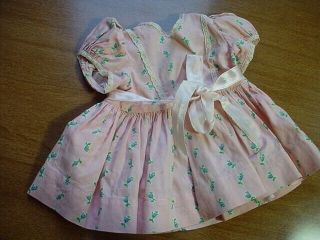 Vintage Terri Lee 16 In.  Tagged Dress,  Pink Backround With Blue Flowers