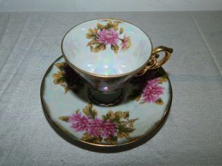 Ucagco Tea cup and Saucer Floral Pattern With Gold Trim 2