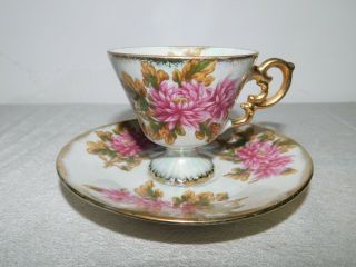 Ucagco Tea cup and Saucer Floral Pattern With Gold Trim 3