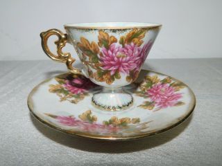 Ucagco Tea cup and Saucer Floral Pattern With Gold Trim 4