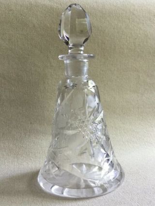 Collectible Vintage Antique Cut Glass Crystal Cruet Bottle W/ Stopper - 6 1/2 "