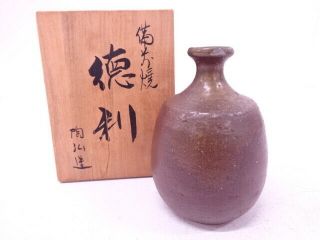 89638 Japanese Pottery Bizen Ware Sake Bottle By Toko Kaneshige