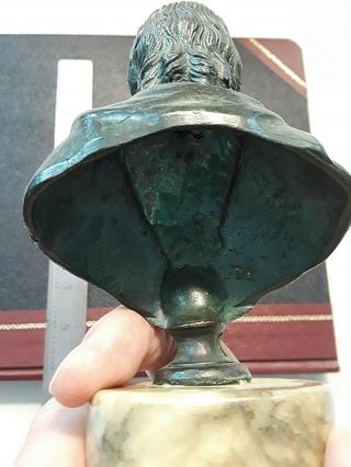 BRONZE FINISH SPELTER METAL BUST ON MARBLE BASE 8 