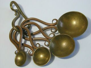 5 Piece Set - Artist Signed Handmade Copper & Brass Measuring Cups By Joe Spoon