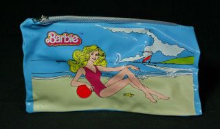 Vintage Mattel Barbie Blue Vinyl Pencil Case 1983
