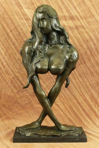Bronze Abstract Sculpture Nude Female Form Statue Modern Art Noveau Lrg