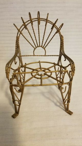 Vintage Gold Wrought Iron Doll Chair