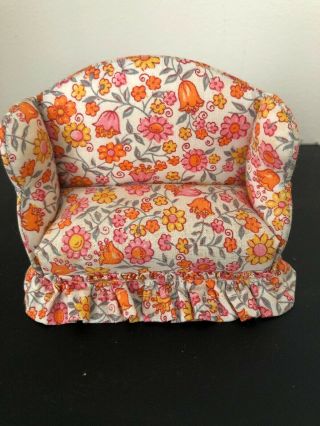Vintage Miniature Dollhouse Living Room Furniture Upholstered Couch