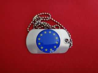 European Union Eu Emblem On A Stainless Steel Dog Tag,  Ball Chain
