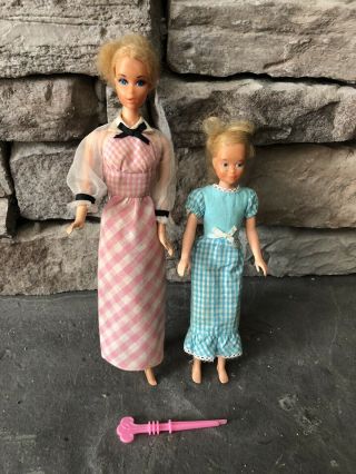 Vintage Quick Curl Barbie & Skipper Dolls 1966 1967 Blonde Blue Eyes Curler