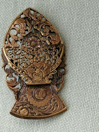 Unusual Antique C.  200 Years Old Gilt Brooch Made From Parts Of A Georgian Watch