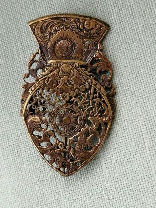 Unusual antique c.  200 years old Gilt Brooch made from parts of a Georgian watch 3