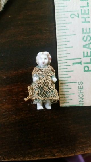 Antique Frozen Charlotte Bisque Doll 1 3/16 " Tiny