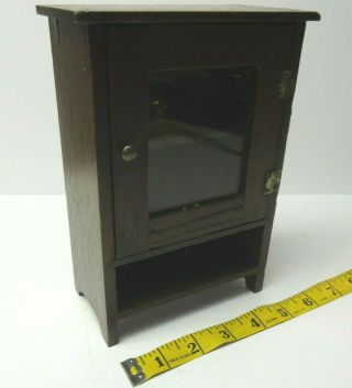 Vtg Fantastic Miniature Oak Wood Side Kitchen Cabinet Dollhouse Furniture