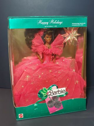 1990 Vintage Mattel Christmas Black African American Barbie,  Nrfb