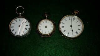 Vintage / Antique Silver Pocket Watches X 3 Courlander / Remontoir