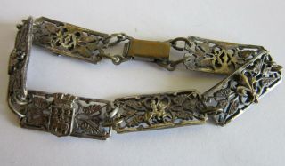Antique French Jewelry/antique Filigree Art Nouveau Joan Of Arc Bracelet 1900 