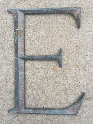 Vintage Architectural Salvage Large Heavy Bronze Letter " E "