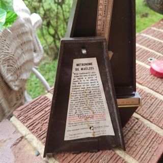 Vintage Seth Thomas Metronome De Maelzel Wood Case Wind Up Great 2