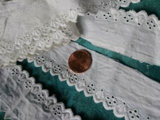 Floral Antique French Victorian Heavy Embroidered 3,  Yds Tiny Flowers Doll Lace
