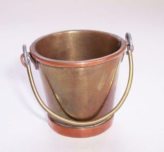 Antique/vintage Wwi Trench Art Heavy Brass & Copper Bucket Match Holder