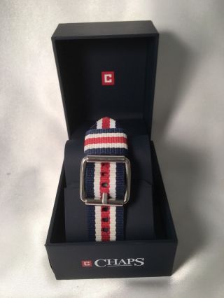 AUTHENTIC CHAPS DUNHAM SILVER RED,  WHITE,  BLUE REVERSIBLE MEN ' S CHP5007 WATCH 3