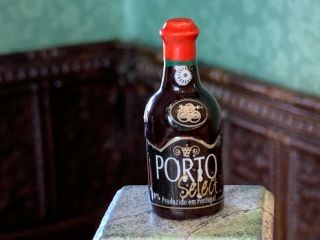 Vintage Miniature Dollhouse Artisan Porcelain Bottle Of French Porto Liquor