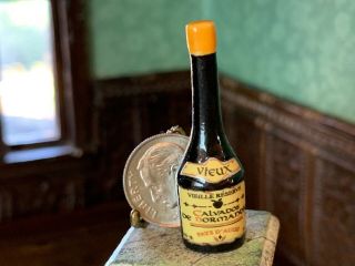 Vintage Miniature Dollhouse Artisan Porcelain Bottle Of French Liquor 1 " Tall