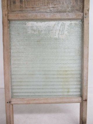 Antique Primitive Howard Woodenware Washboard Made of Wood and Glass 3