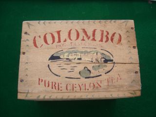Vintage Wooden Tea Box.  Colombo Pure Ceylon Tea