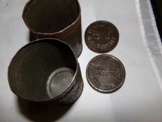 antique Clabber Girl Baking Powder Tins some light rust,  inside lids fit go 4